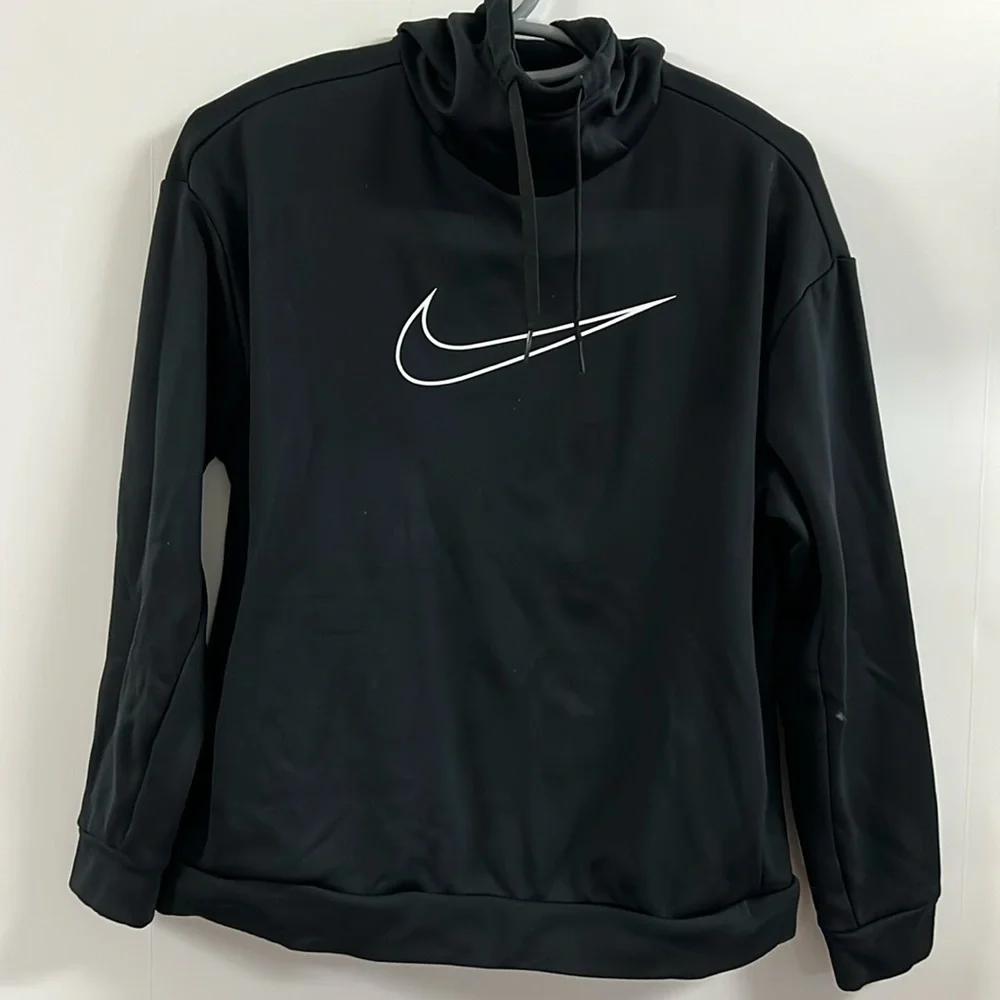 Womens Nike Sportswear Hoodie Black Swoosh-Small‎